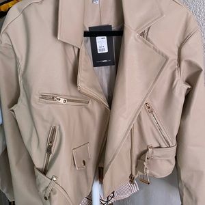 Faux leather moto jacket